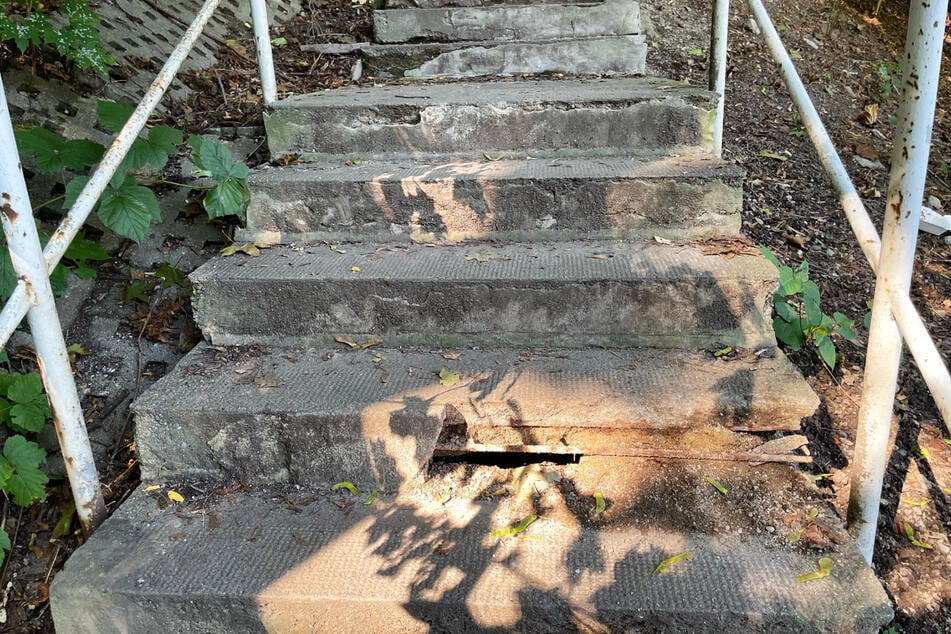 Die Treppe befand sich in einem sehr schlechten Zustand.