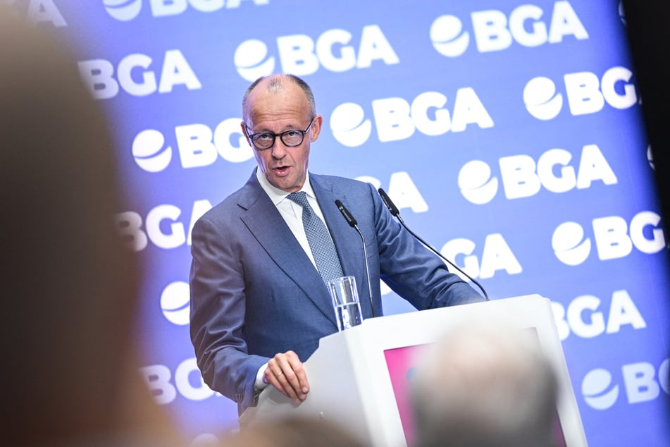 Friedrich Merz (70, CDU) am Dienstag auf dem Unternehmertag des Bundesverband Großhandel.