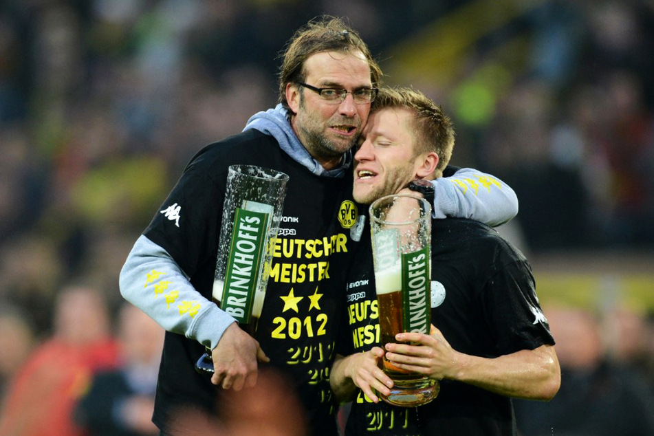 Jakub Blaszczykowski (36, r.) feierte seine größten Erfolge mit Borussia Dortmund unter Coach Jürgen Klopp (54), mit dem er 2011 und 2012 Deutscher Meister wurde.