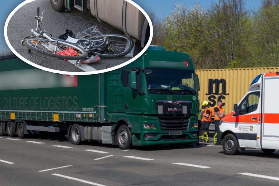Schwerer Unfall in Leipzig: Lkw und Fahrrad stoßen zusammen