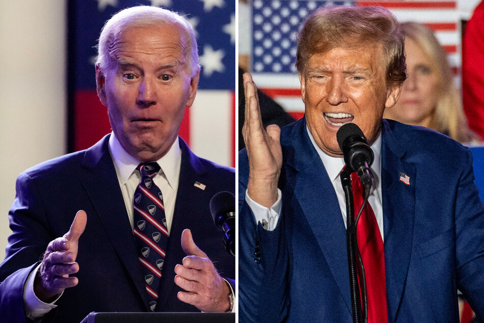 President Biden (l) hurled criticisms at Donald Trump in a passionate speech delivered in Pennsylvania on Friday.