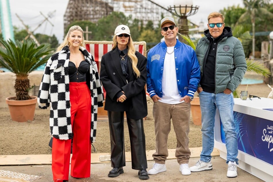 Die DSDS-Jury besteht in diesem Jahr aus Schlagerstar Beatrice Egli (36, v.l.n.r.), Rapperin Loredana (29), Sänger Pietro Lombardi (32) und Pop-Titan Dieter Bohlen (70).