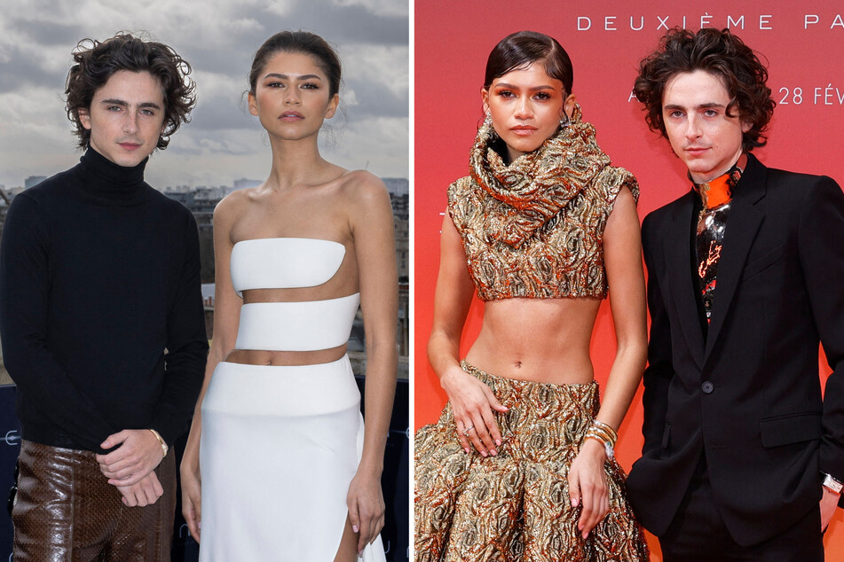 Zendaya was joined by Dune: Part Two co-star Timothée Chalamet at Monday's press events.