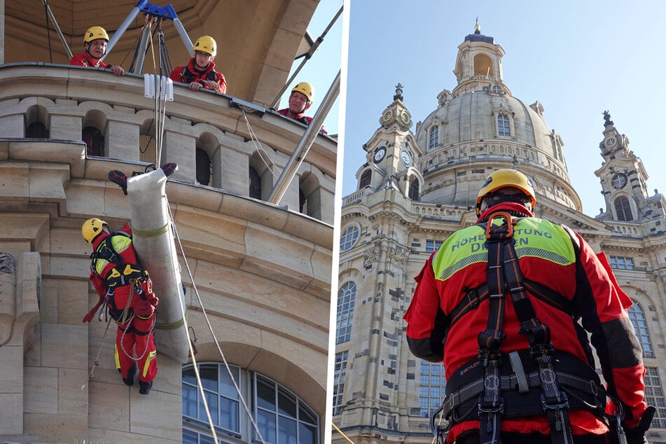 Dresden: Was ist da los? Retter steigen Frauenkirche aufs Dach