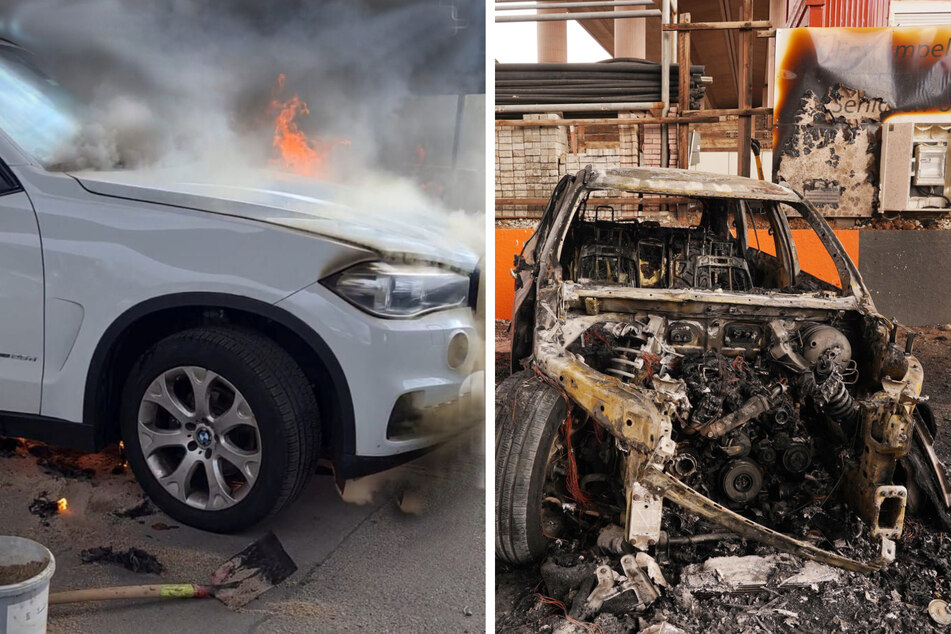 Lichterloh in Flammen: BMW nach Vollbrand nur noch Schrott