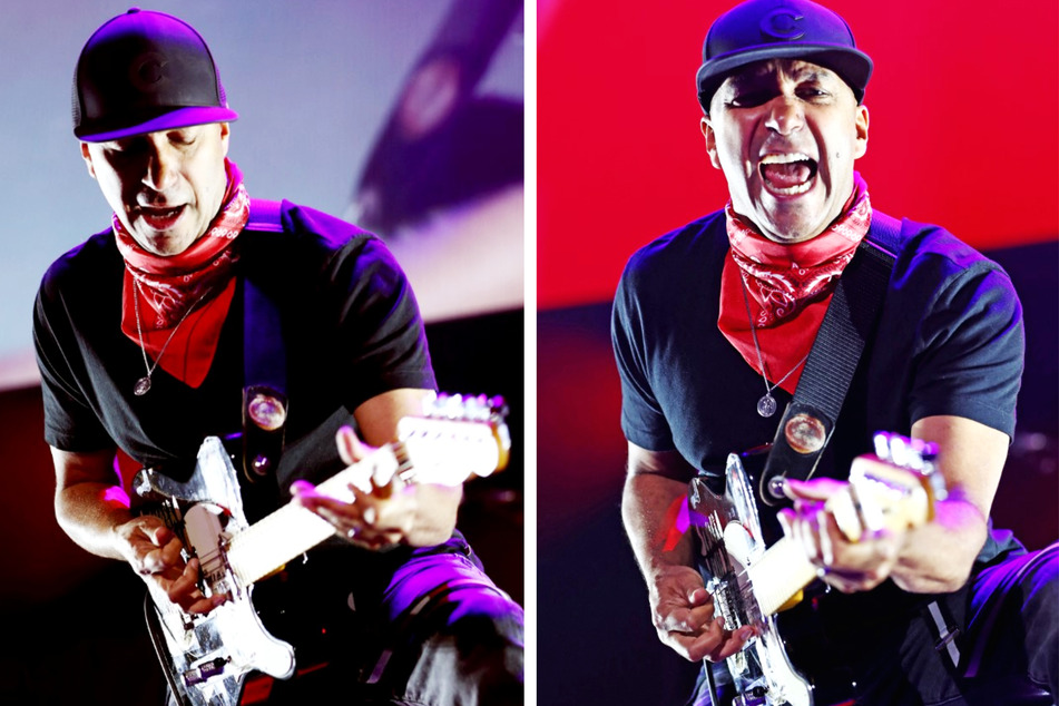 Guitarist Tom Morello of the band Rage Against the Machine was accidentally tackled by security during a performance after a crazy fan rushed the stage.