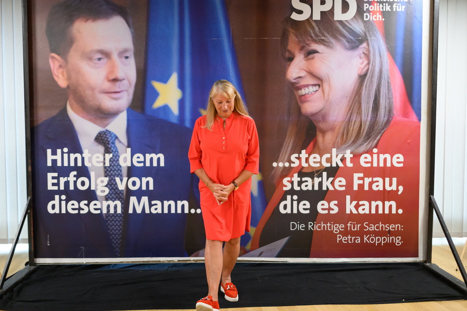 Blick nach unten: SPD-Spitzenkandidatin Petra Köpping (66) muss kämpfen, um mit ihrer Partei nicht unter die Fünf-Prozent-Hürde zu rutschen.