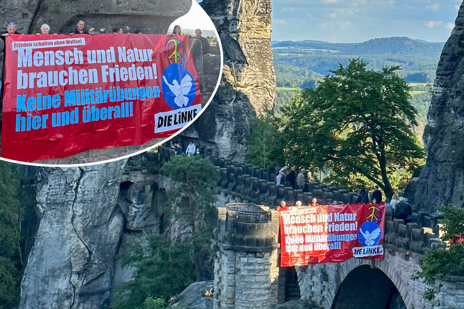 Riesiges Banner auf Basteibrücke gehisst!