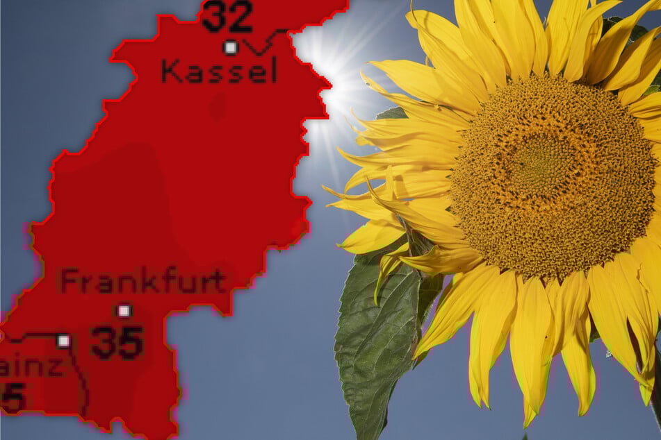 Fotomontage: In den kommenden Tagen wird es in ganz Hessen extrem heiß (Symbolbild).