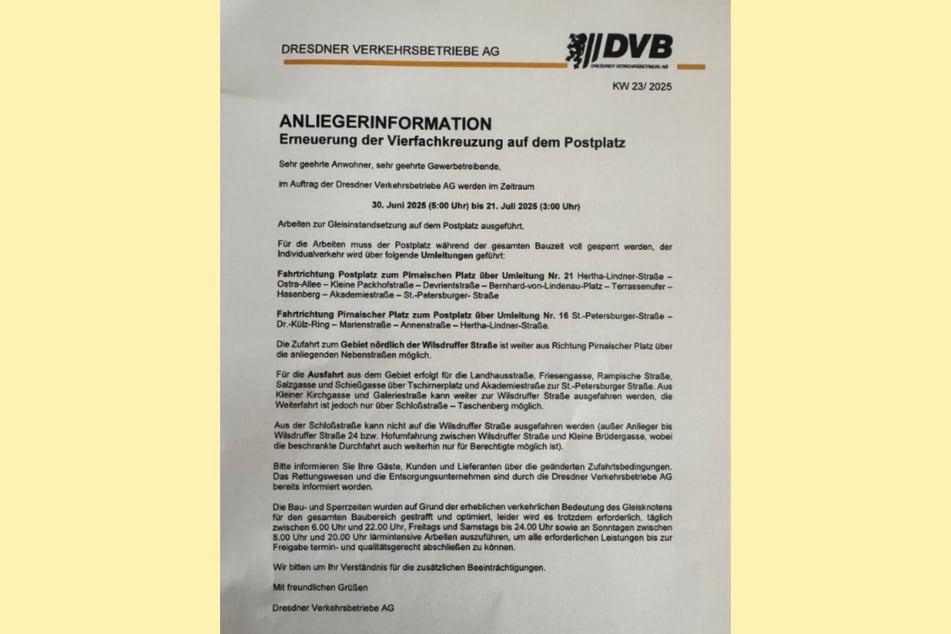 Anlieger sind bereits über ein Schreiben informiert worden.