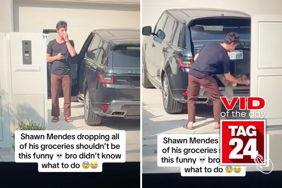 viral videos: Viral Video of the Day for September 25, 2023: Shawn Mendes' groceries fall out of his car in viral TikTok clip