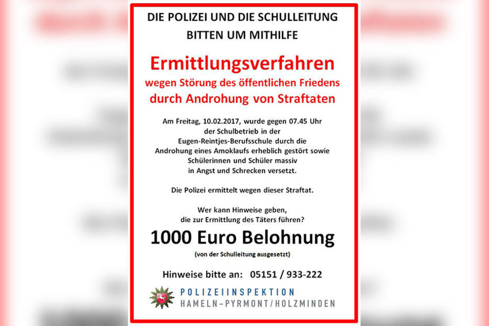 Mit diesem Aushang sucht die Polizei nach dem Täter.