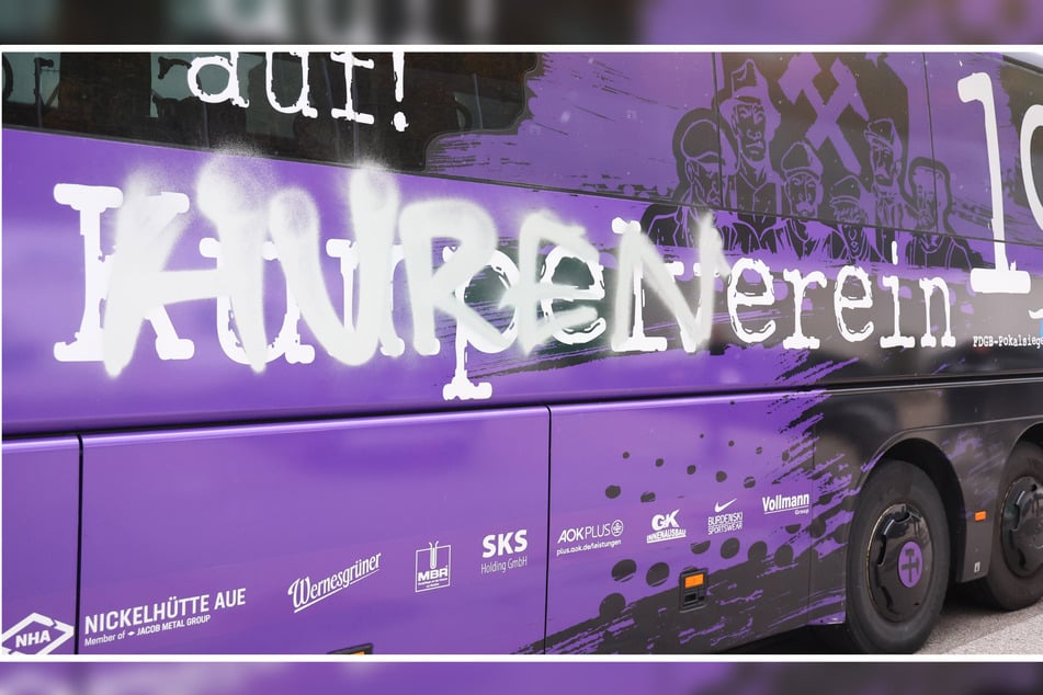 Der Bus wurde total beschmiert.