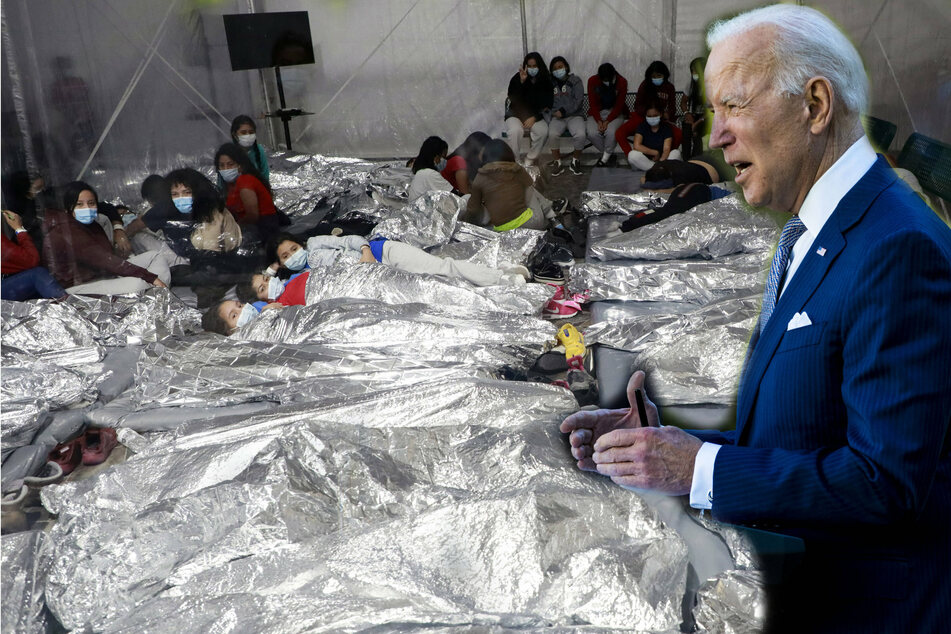 President Biden has faced criticism for the situation at the southern border, where overflowing shelters are packed with minors.