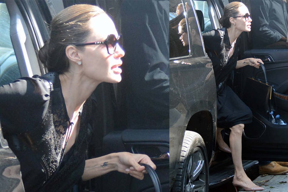 Schmales Gesicht, knochige Hände und Beine: Angelina Jolie ist spindeldürr geworden.