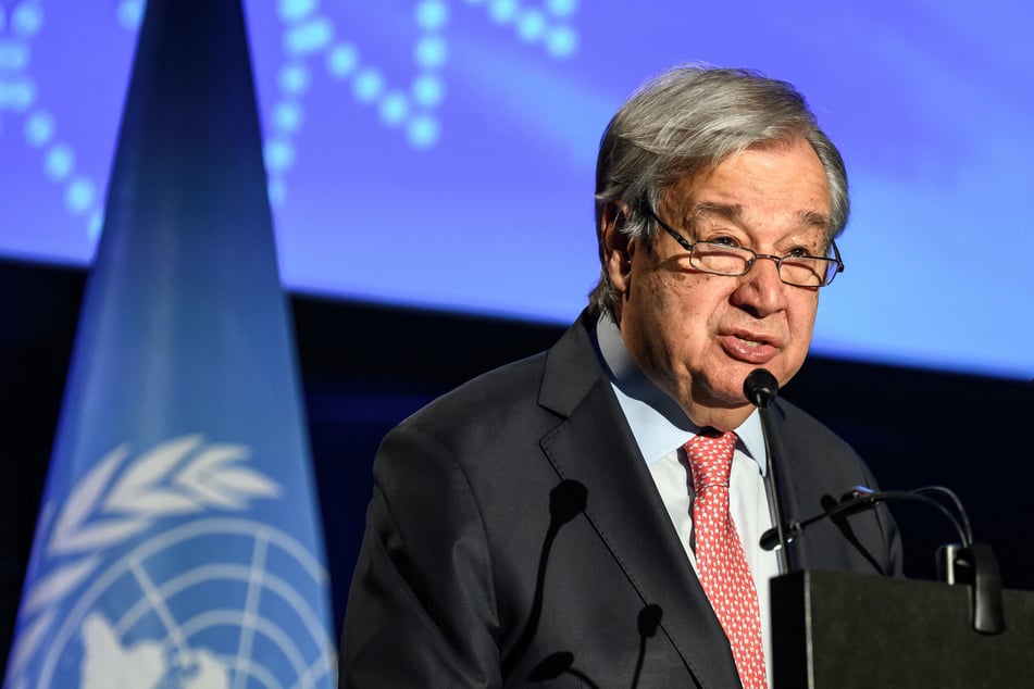 UN Secretary-General Antonio Guterres delivers the opening speech of the first Global Dialogue on AI Governance in Geneva on Monday.
