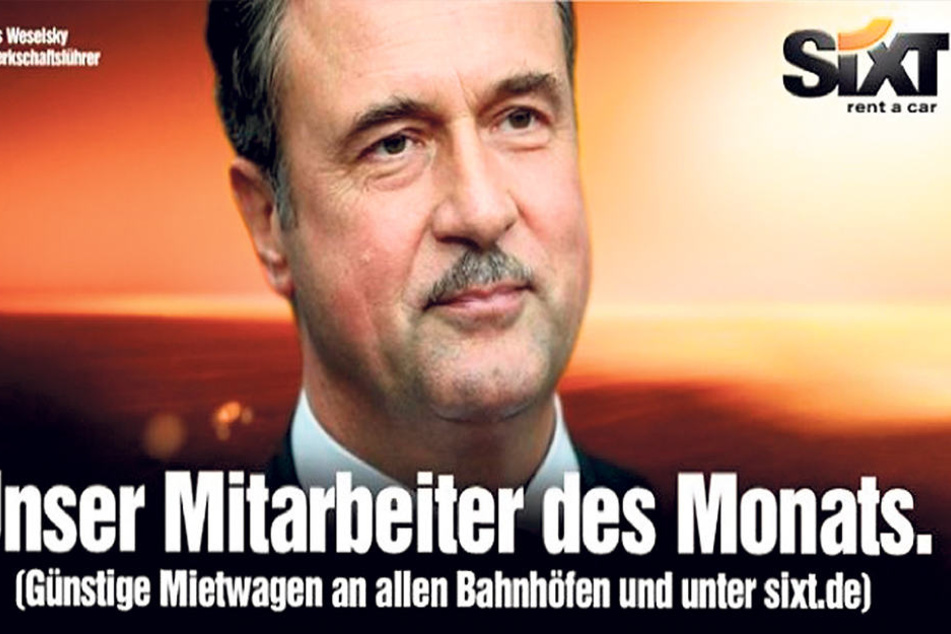 Werbe-Coup: So nahm Autovermieter "Sixt" 2014 Claus Weselsky aufs Korn.