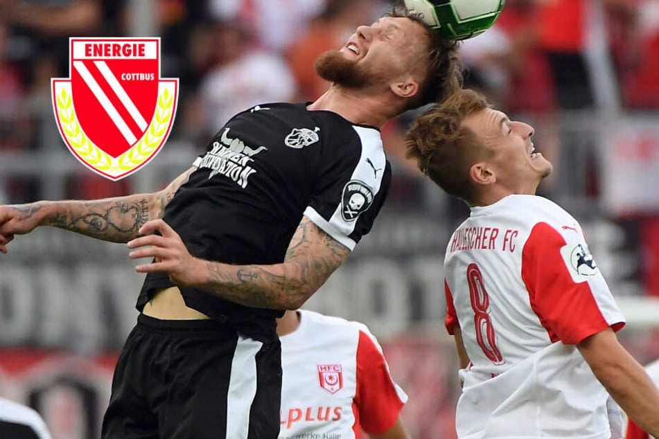 Energie Neuzugang Daniel Bohl (r.) im Zweikampf mit Jan Löhmansröben (l.), der inzwischen beim 1. FC Kaiserslautern spielt.