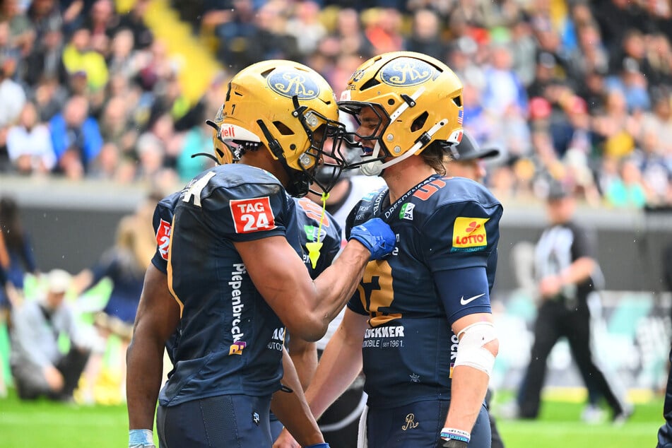 Tyler Hudson (l.) und Justin Miller gehörten zu den besten Spielern der Dresden Monarchs in dieser Saison.