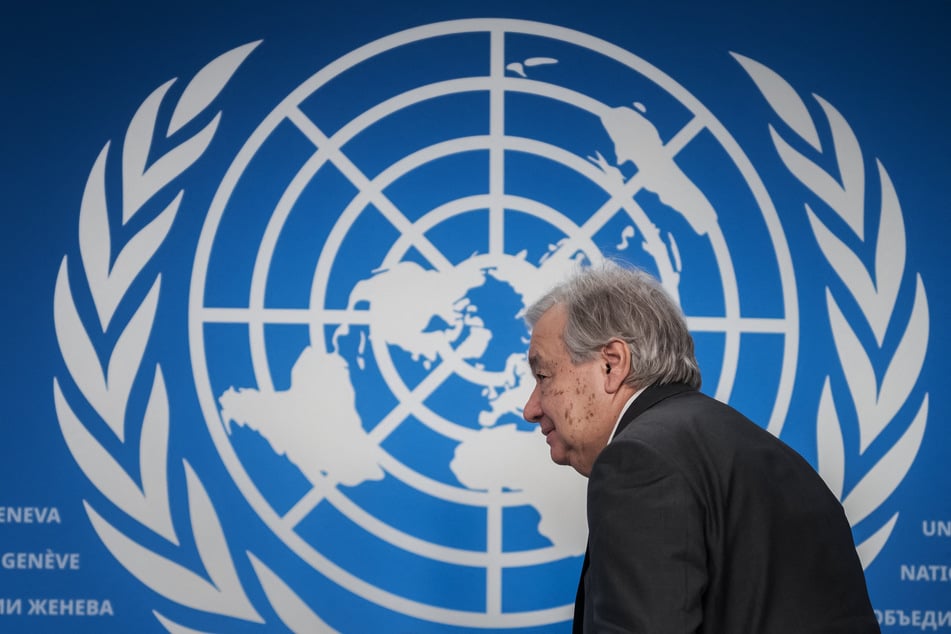 UN Secretary General Antonio Guterres leaves after holding a press conference, part of the 16th United Nations Trade and Development (UNCTAD) ministerial conference, in Geneva on October 22, 2025.
