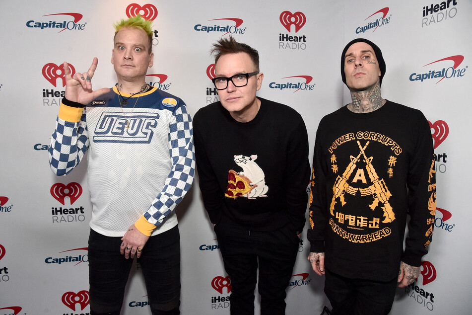 Matt Skiba, Mark Hoppus and Travis Barker of Blink182 at the 2020 iHeartRadio ALTer EGO at The Forum on January 18, 2020.