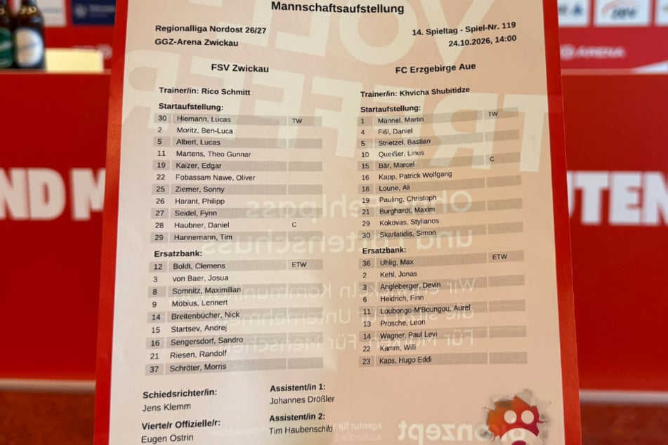 So starten der FSV Zwickau und der FC Erzgebirge Aue.