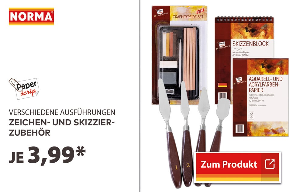 Zeichen- und Skizzier-Zubehör für je 3,99 Euro