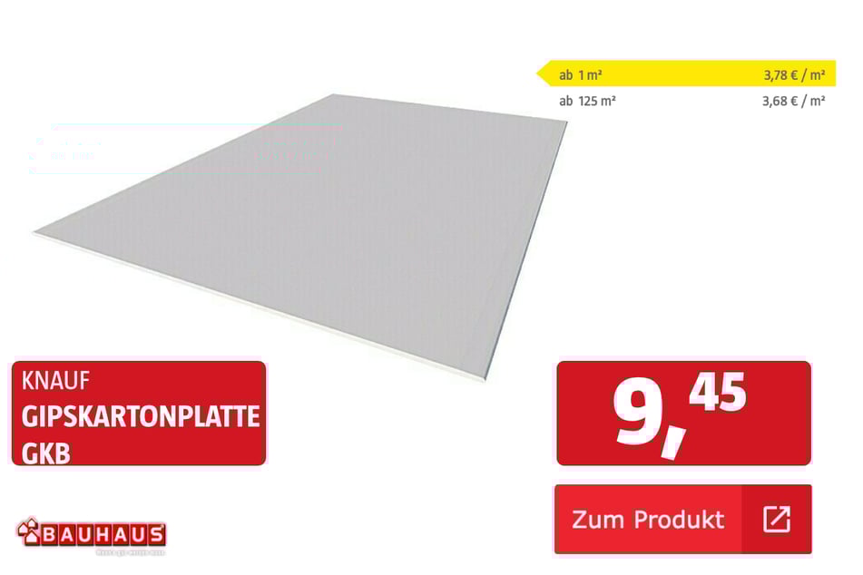 Knauf Gipskartonplatte GKB für 9,45 Euro