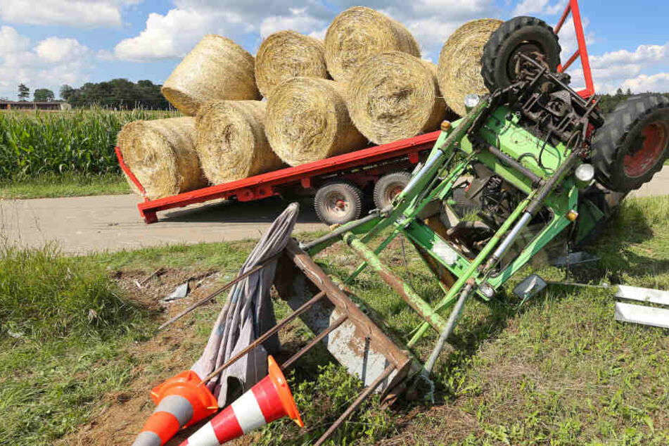 Der umgekippte Traktor.