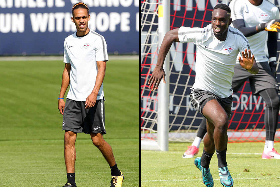 Yussuf Poulsen (l.) hat seine Adduktorenbeschwerden auskuriert. Kann er sich gegen den gegen Freiburg bärenstarken Jean-Kevin Augustin (r.) durchsetzen?