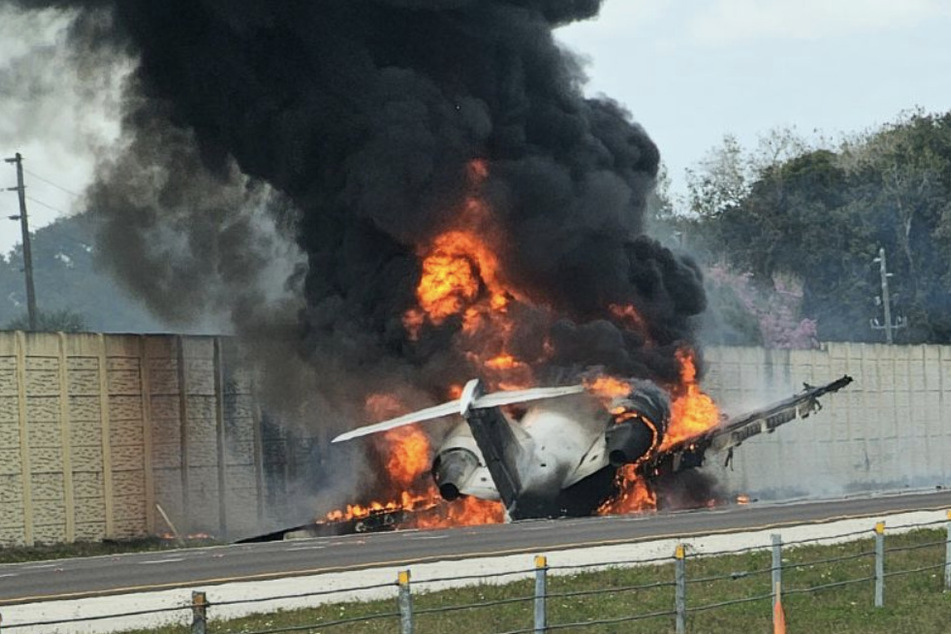 A Bombardier Challenger 600 private jet crashed onto a Florida highway on Friday after losing its engines.
