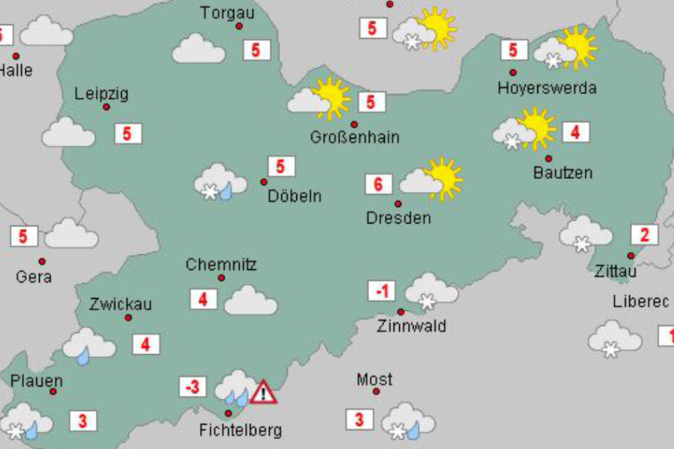 Der Osten Sachsens ist am Donnerstag deutlich freundlicher. Im trüben Erzgebirge und Vogtland hingegen ist vereinzelt mit Schnee und Schneeregen zu rechnen.