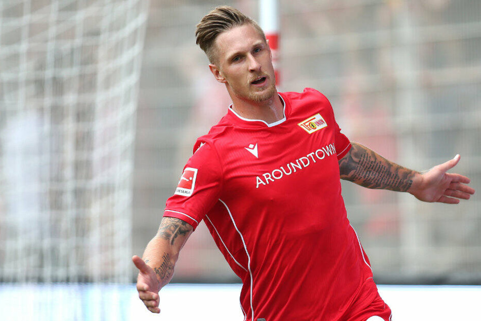 Sebastian Polter jubelt nach seinem Treffer zum 1:0 gegen Bröndby.