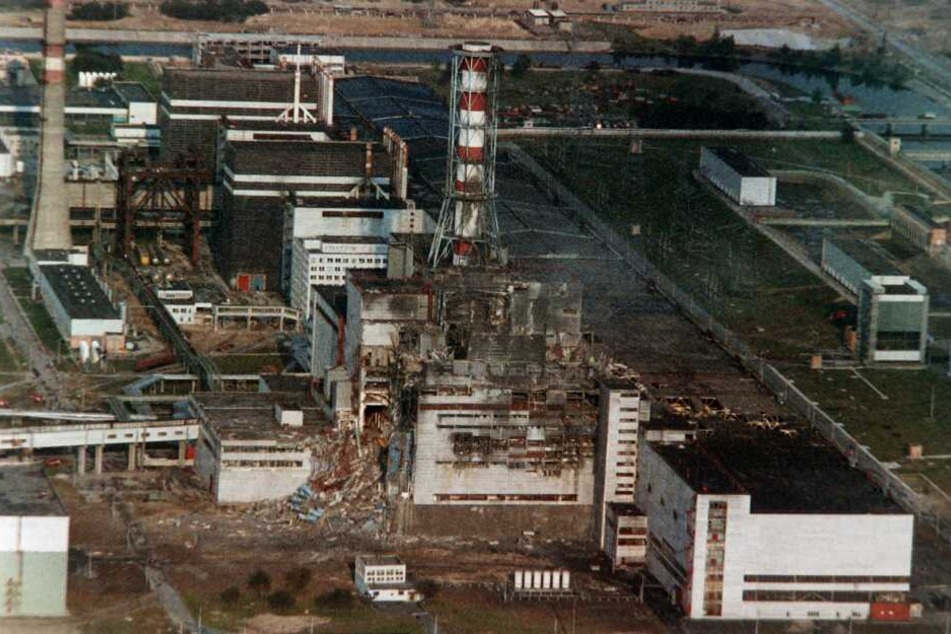 Der Blick auf den zerstörten Reaktor in Tschernobyl 1986.
