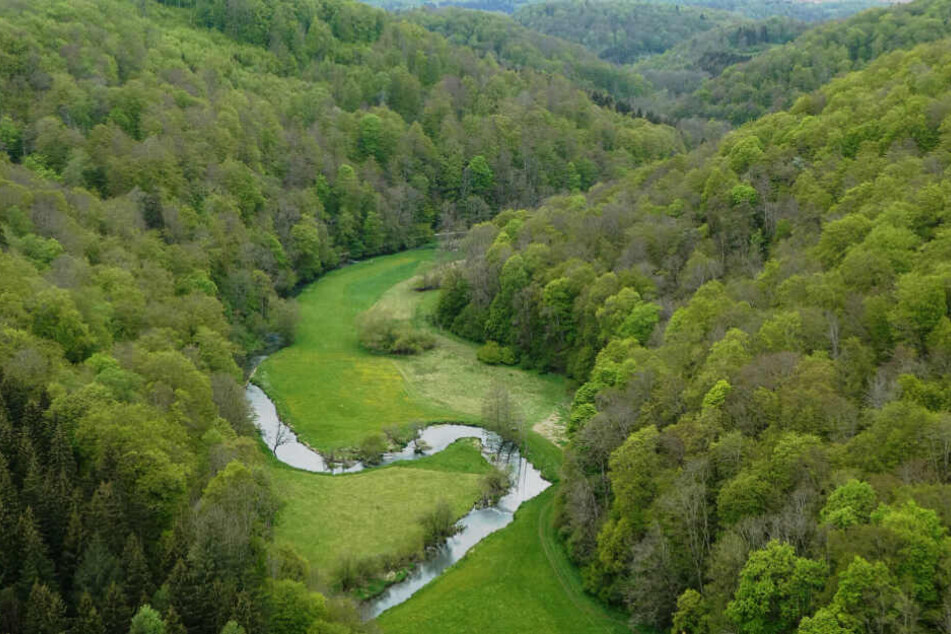 Blick von der Ruine Wartstein auf die Große Lauter.