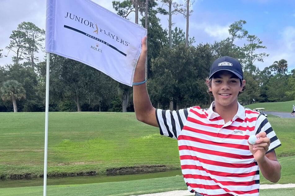 Charlie Woods made a hole-in-one at TPC Sawgrass on Sunday in the Junior Players Championship.