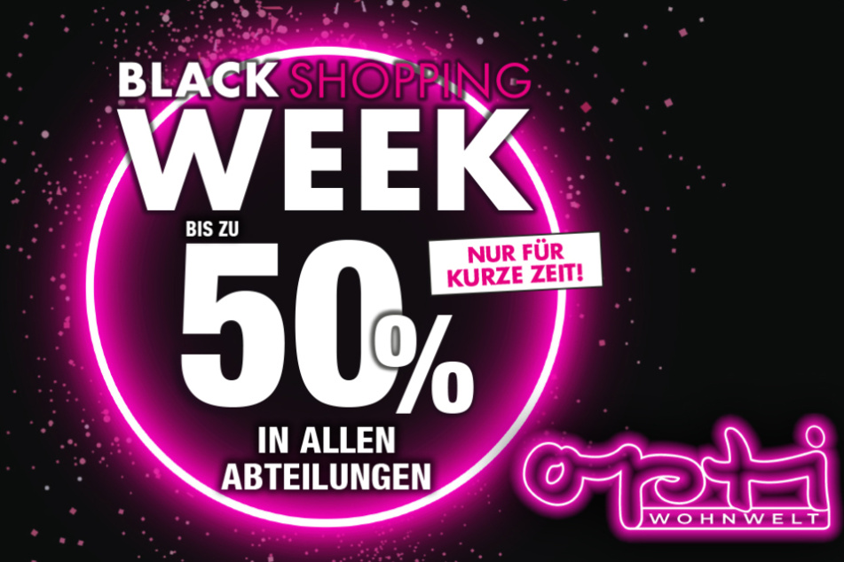 Große Black Shopping-Week: Opti Wohnwelt verschenkt bis zu 50 Prozent Rabatt in allen Abteilungen.