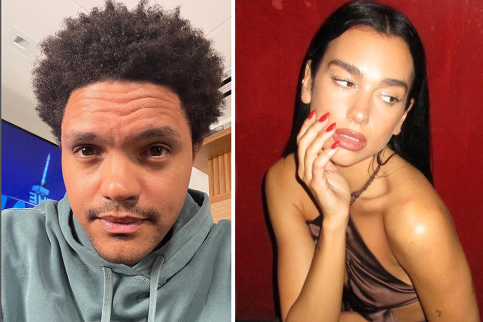 Trevor Noah (l) and Dua Lipa were spotted getting dinner together before taking a romantic stroll around the East Village in NYC.
