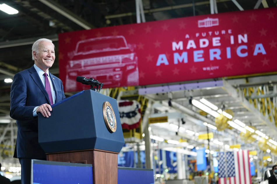 Biden has been touting electric vehicle tax credits for cars and trucks produced with union labor.