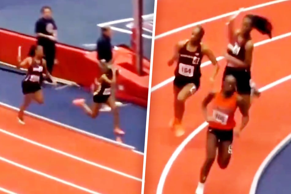 This scene at the indoor championships in the US state of Virginia caused quite a shake of the head.