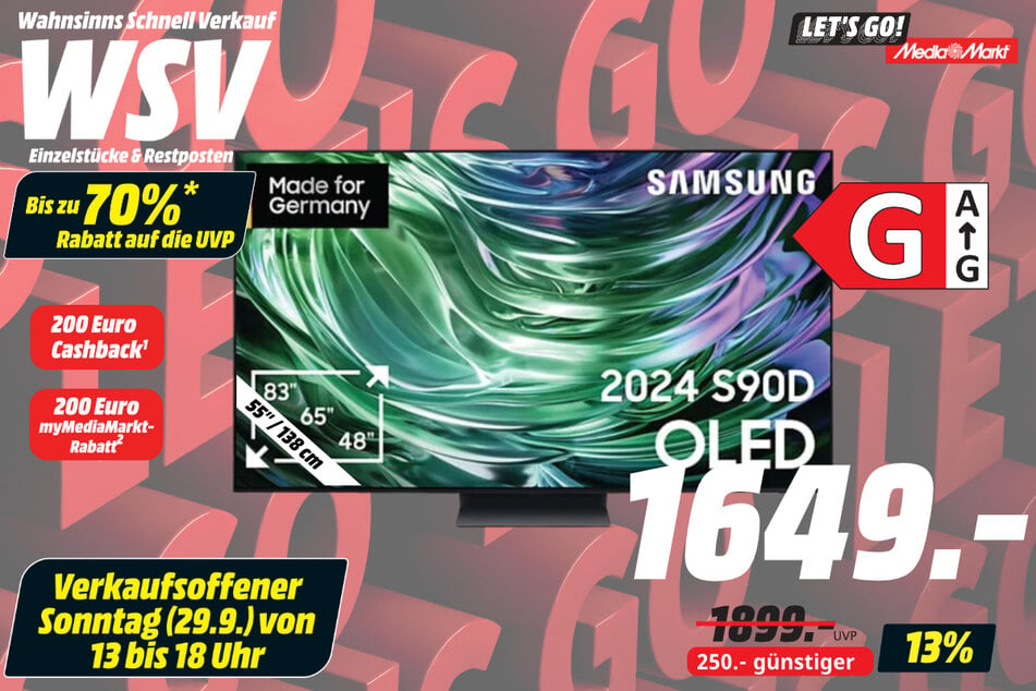 55-Zoll Samsung-Fernseher für 1.649 statt 1.899 Euro.