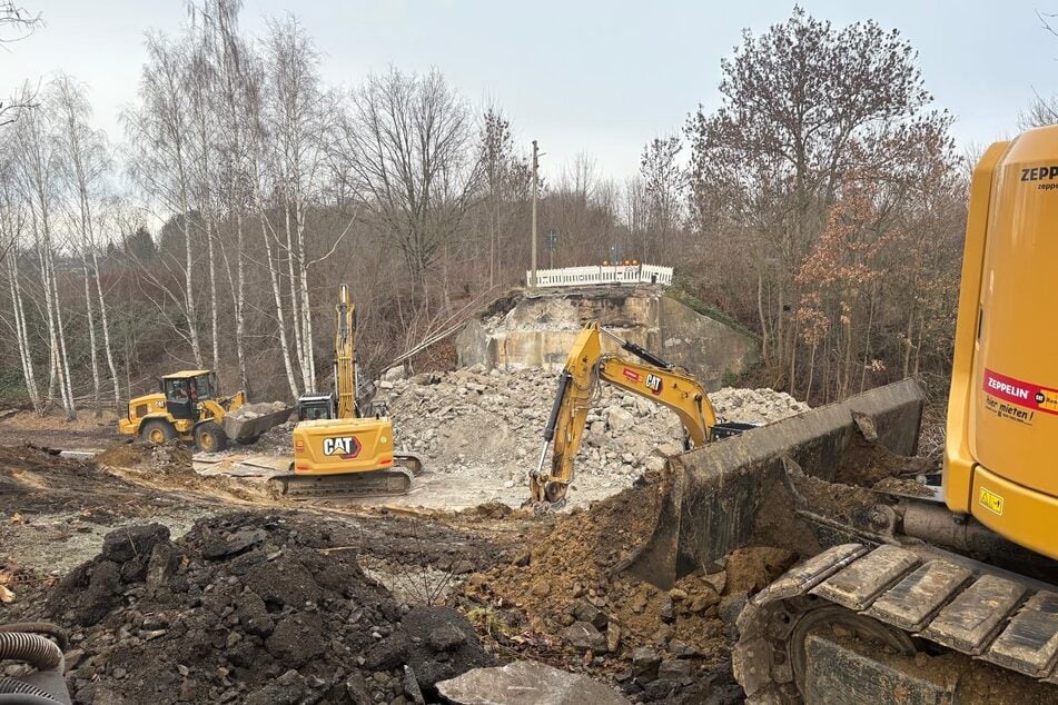 Am Donnerstag konzentrierten sich die Arbeiten auf die Böschung.