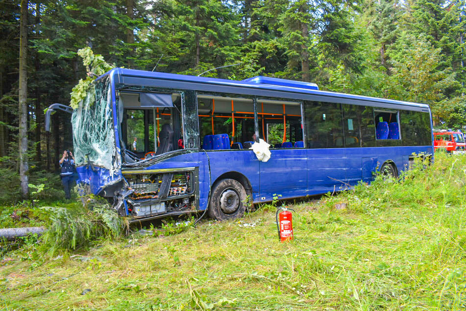 Der Bus wurde durch den schlimmen Crash ebenso völlig zerstört.