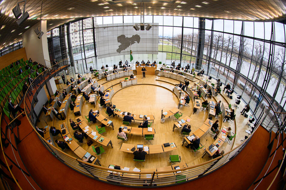 Blick in den Plenarsaal während der Sitzung des Sächsischen Landtages am Donnerstag.