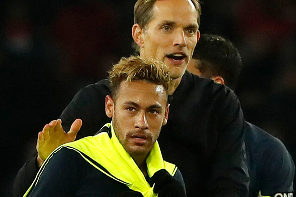 Neymar und Trainer Thomas Tuchel. Der Deutsche gilt als großer Fan und Befürworter des Brasilianers. Ob die beiden kommende Saison noch zusammenarbeiten, ist jedoch fraglich.