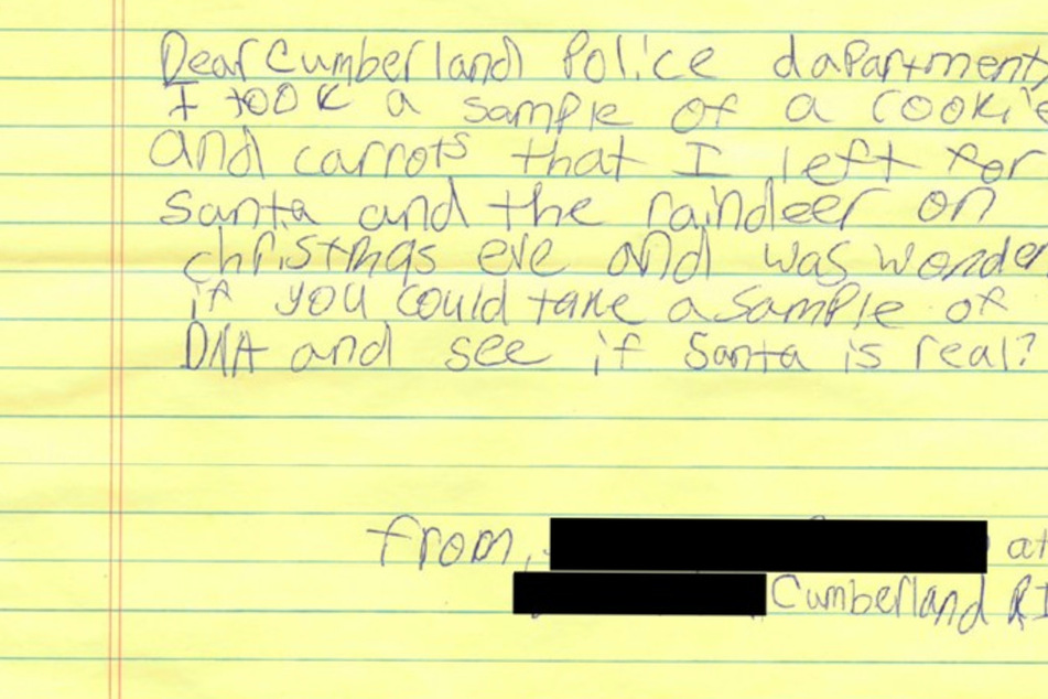 Diesen niedlichen Brief erhielt das örtliche Polizeirevier in Cumberland.
