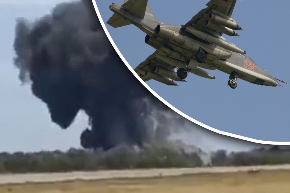 Riesiger Feuerball: Russischer Jet stürzt kurz nach dem Start ab!