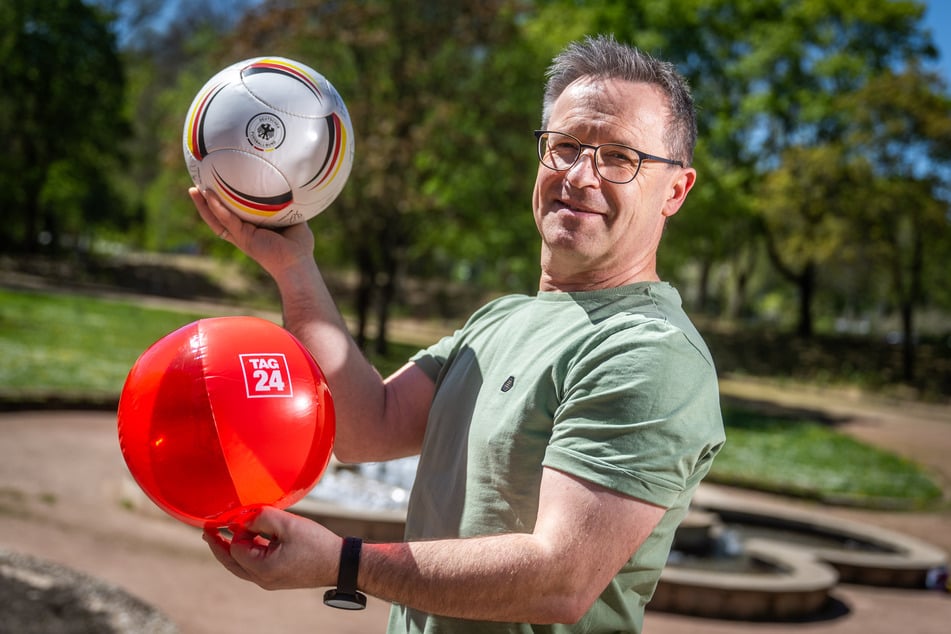 Verkaufsleiter Marko Pentke (51) vom Mitveranstalter TAG24 freut sich auf gemeinsame Fußball-Abende.