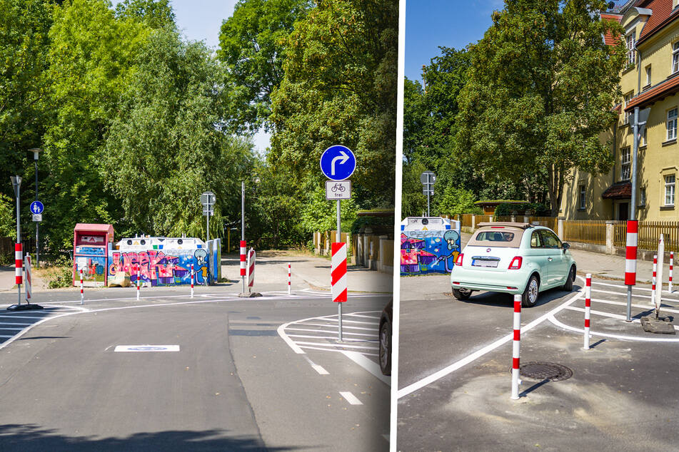 Weil Wenden auf dem kleinen, zugeparkten Platz oft nicht möglich ist, setzen Autofahrer im Rückwärtsgang zurück.