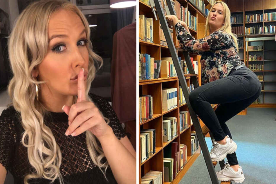 Nicht ganz einfach ans Lernen zu denken, wenn Josi sich in ber Bibliothek so auf der Leiter räkelt.